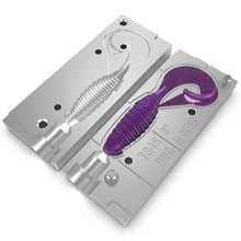 Load image into Gallery viewer, Aluminum Injection Soft Plastic Lure Mold For Fishing Flapper Grub Curly Tail Bait - Single Cavity