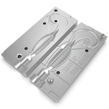 Load image into Gallery viewer, Aluminum Injection Soft Plastic Lure Mold For Fishing Flapper Grub Curly Tail Bait - Single Cavity