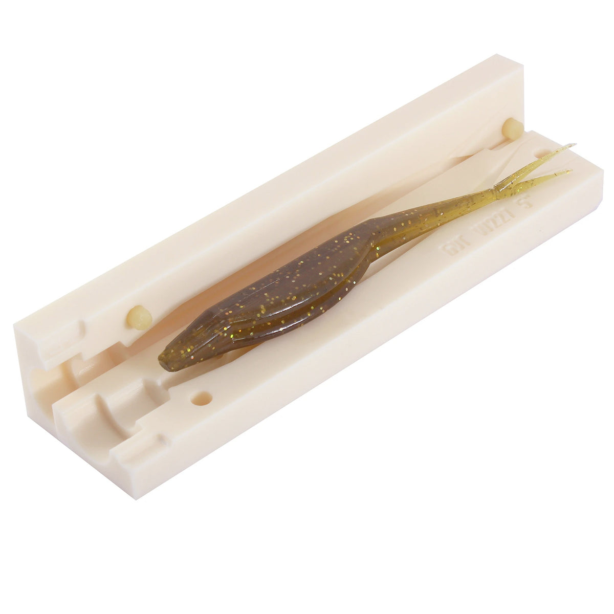 Soft Plastic Fluke Bait Mold 5 Inch Soft Jerkbait Lure - 1 Cavity Mold.  Bugmolds USA offers a high quality stone mold for soft plastics fishing  baits. This mold is a single