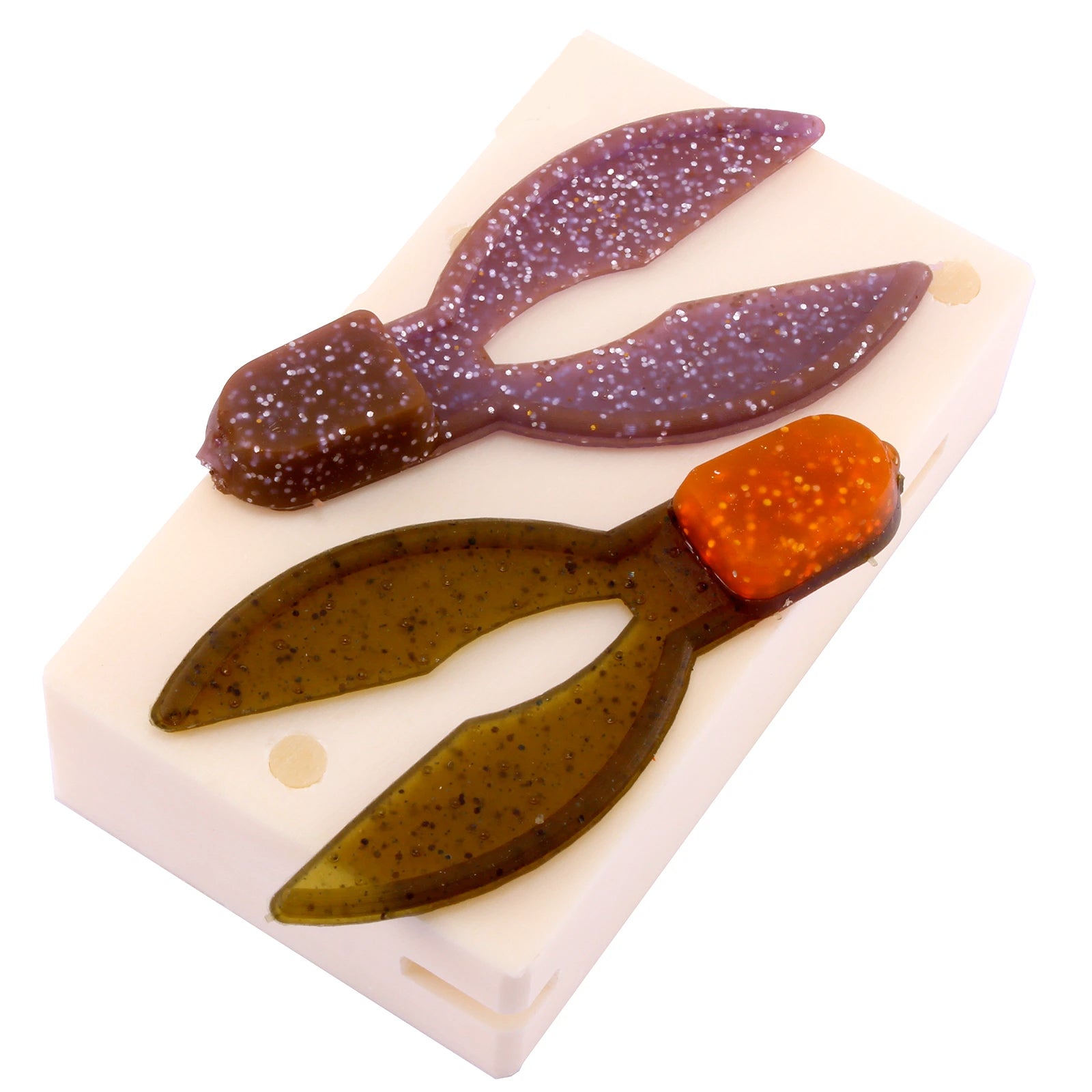 Soft Plastics Mold for 2.8 Inch craw lure - 1 Cavity Mold. Bugmolds USA  offers a high quality stone mold for soft plastics fishing baits. This mold  is a single cavity piece